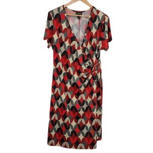Lane Bryant Bold Wrap Style Dress Stretch Midi Length V-Neck Red Plus 18 20